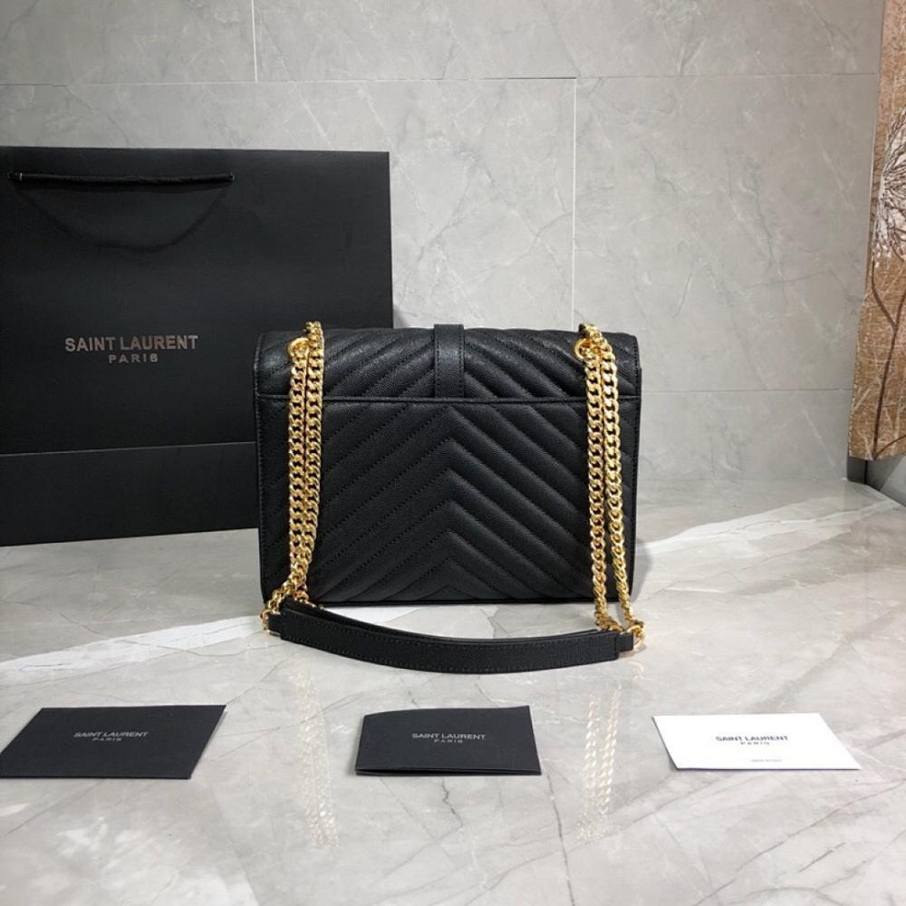Modern Refined Black Leather Shoulder Bag