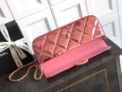 Gold Leather Top Handle Bag