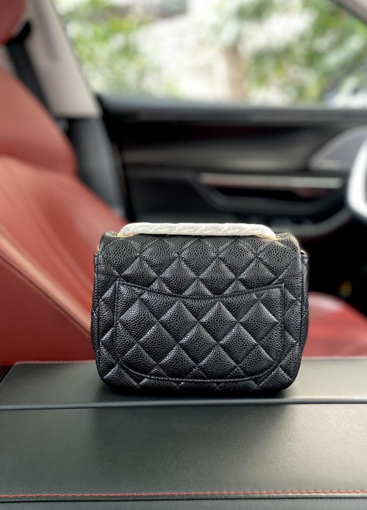 Classic Gold Leather Top Handle Bag