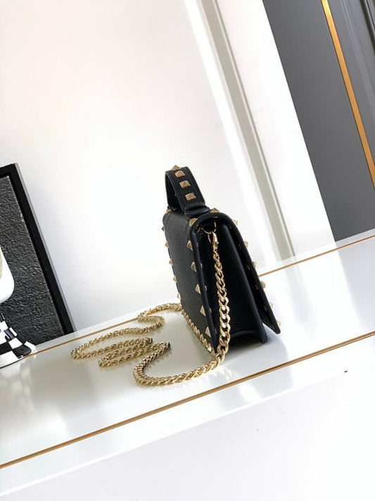 Italian-Inspired Stylish Studded Calfskin Shoulder Bag