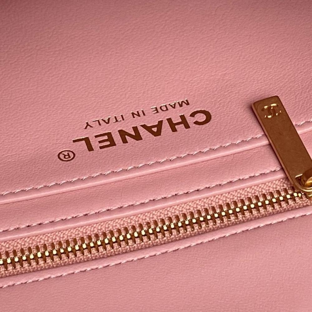 Gold Leather Top Handle Bag