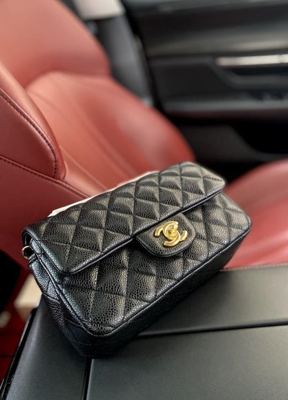 Classic Gold Lambskin Top Handle Bag