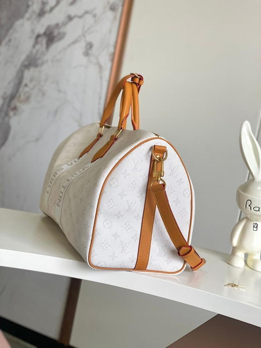 Keepall Monogram Leather Travel Bag