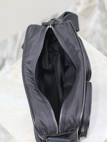 Italian-Inspired Elegant Black Nylon Shoulder Bag