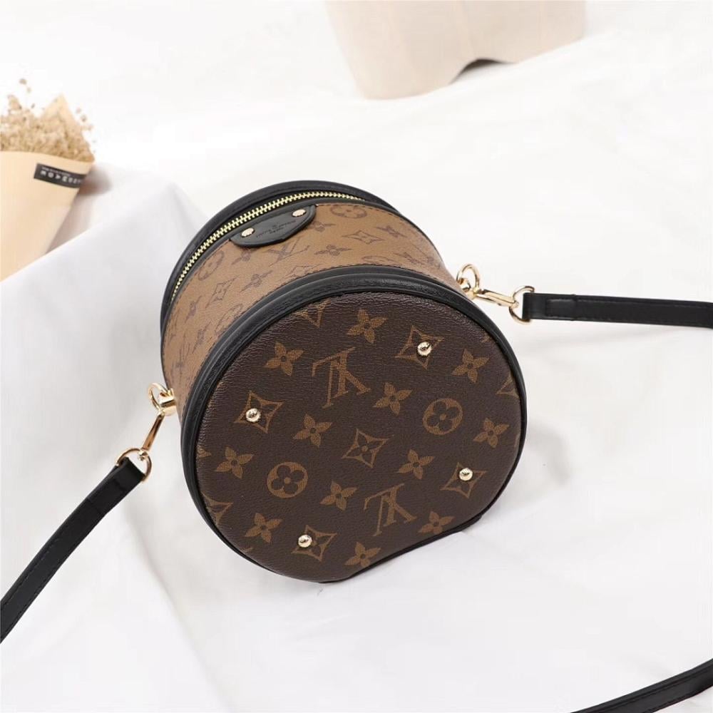Italian-Inspired Stylish Monogram Leather Bucket Bag