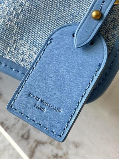 Modern Italian-Inspired Denim Top Handle Bag