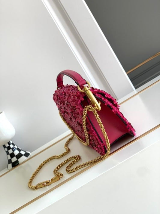 Classic Modern Embroidered Lambskin Shoulder Bag