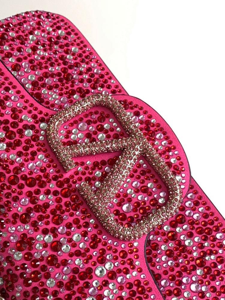 Modern Crystal-Embellished Lambskin Shoulder Bag