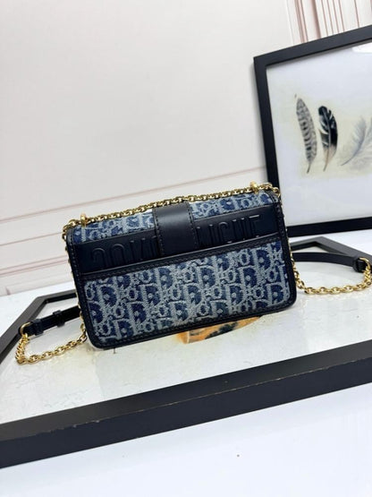 Modern Refined Blue Jacquard Shoulder Bag