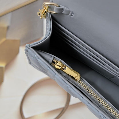 Luxury Refined White Embroidered Calfskin Shoulder Bag