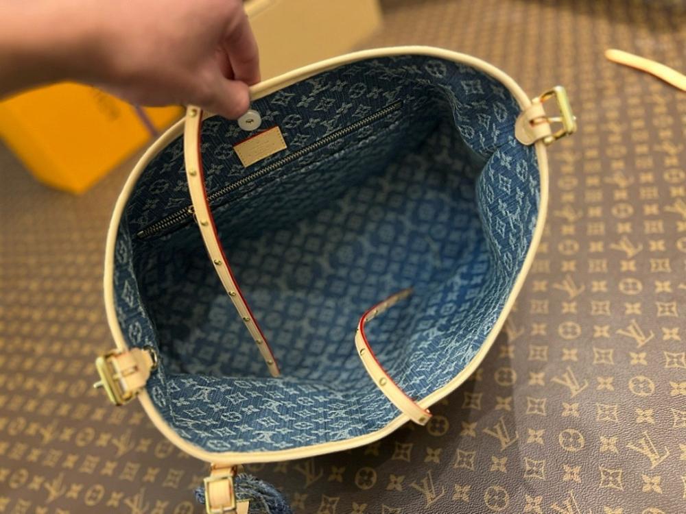 Italian-Inspired Stylish Blue Embroidered Denim Top Handle Bag