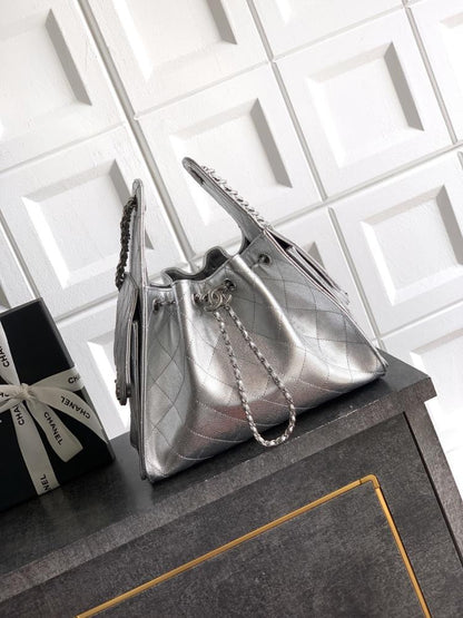Gold Leather Bucket Bag
