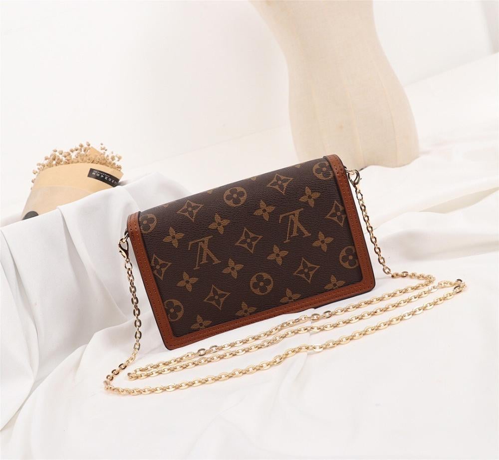 Dauphine Gold Monogram Shoulder Bag