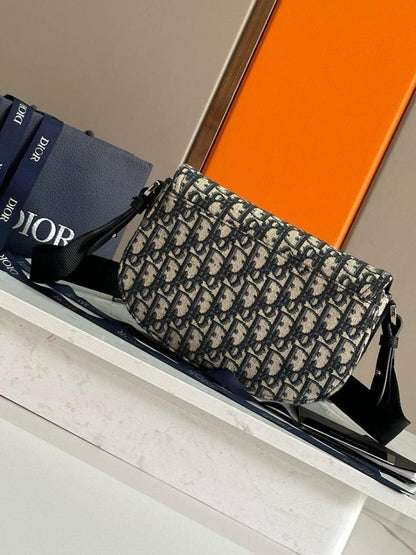 Saddle Black Printed Calfskin Shoulder Bag