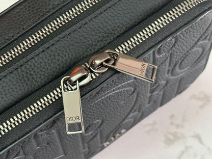 Elegant Refined Black Quilted Calfskin Crossbody Bag