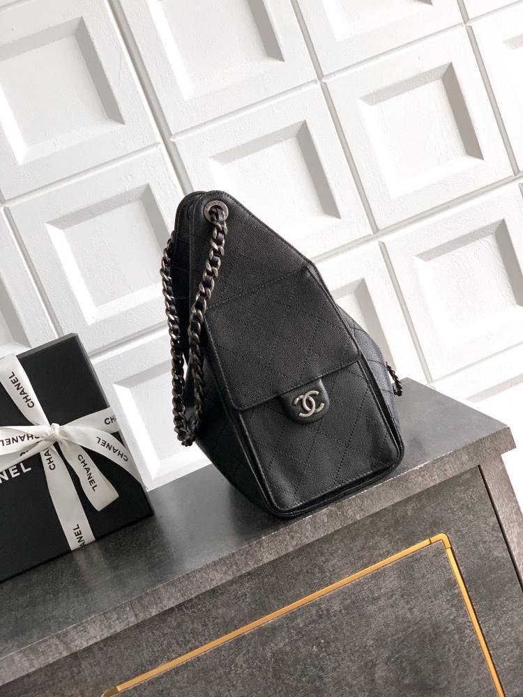 Black Leather Bucket Bag
