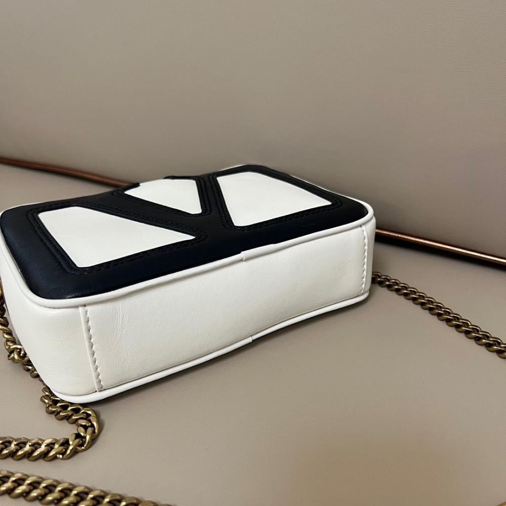 VLogo Signature Gold Leather Shoulder Bag