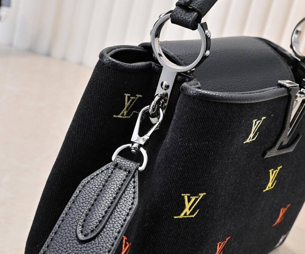 Italian-Inspired Luxury Black Denim Shoulder Bag