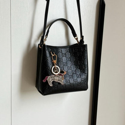 Classic Refined Brown Quilted Canvas Shoulder Bag