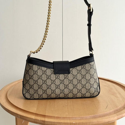 Classic Italian-Inspired Black Canvas Shoulder Bag