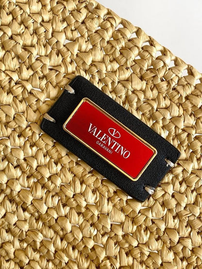 VLogo Signature Raffia Crossbody Bag