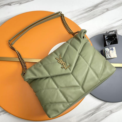 Alma Green Quilted Lambskin Shoulder Bag