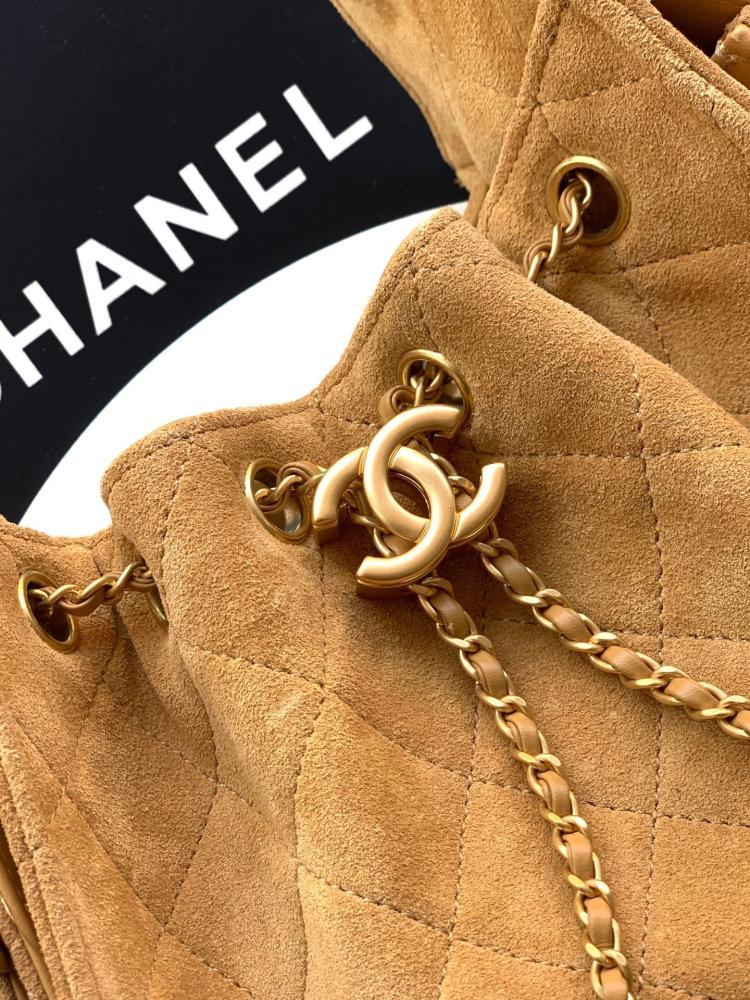 Gold Leather Bucket Bag