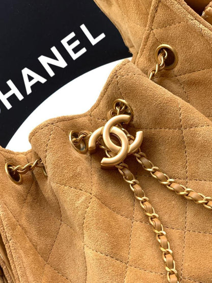 Gold Leather Bucket Bag