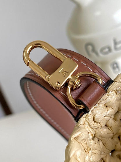 Elegant Refined Raffia Top Handle Bag