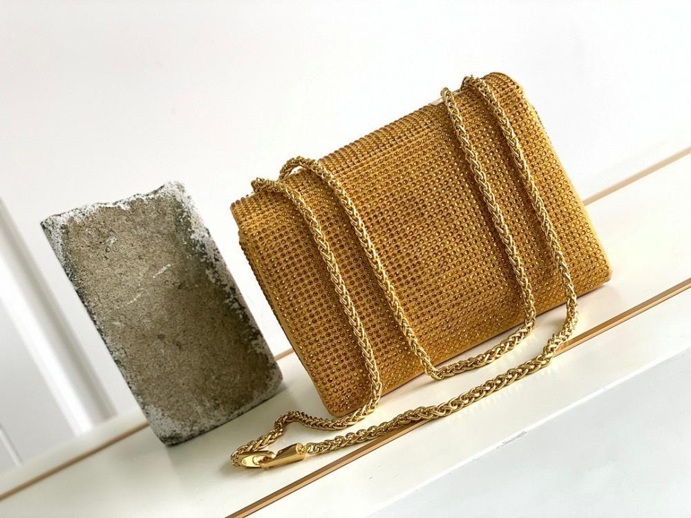 Modern Stylish Crystal-Embellished Lambskin Shoulder Bag