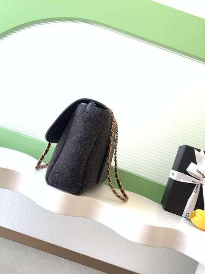 Gold Leather Top Handle Bag