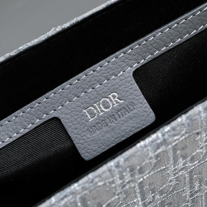 Saddle Black Printed Calfskin Shoulder Bag