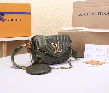Modern Luxury Gold Embroidered Calfskin Shoulder Bag