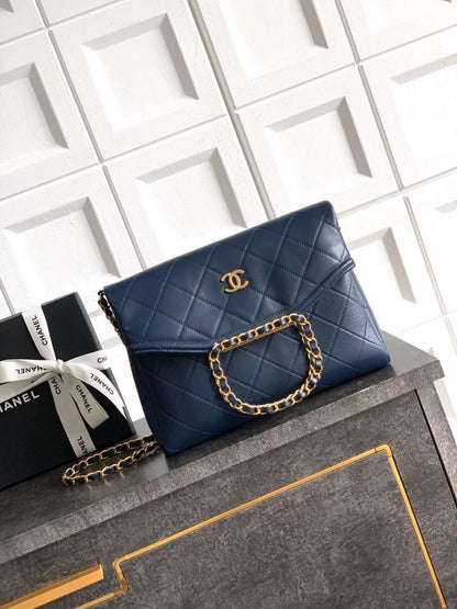 Gold Leather Top Handle Bag
