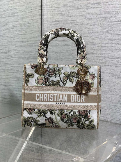 Gold Embroidered Top Handle Bag