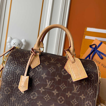 Modern Stylish Monogram Calfskin Top Handle Bag