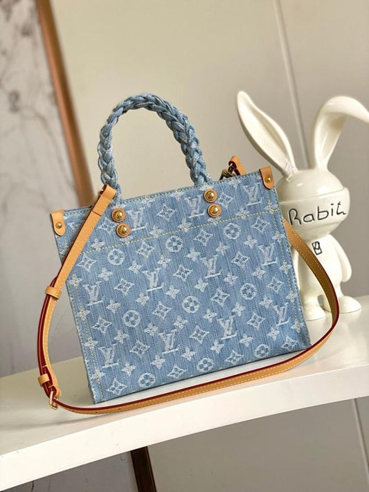 Elegant Stylish Blue Woven Denim Shoulder Bag