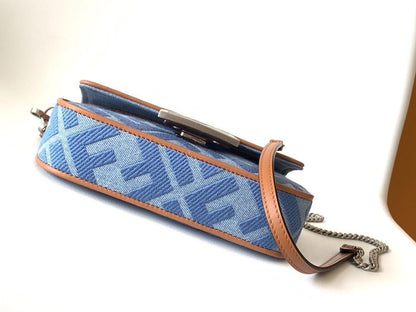 Embroidered Denim Top Handle Bag