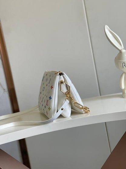 Classic Refined Monogram Leather Shoulder Bag