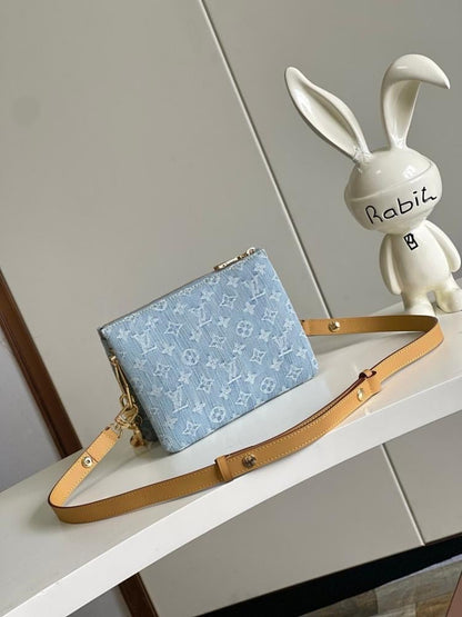 Modern Elegant Blue Leather Crossbody Bag