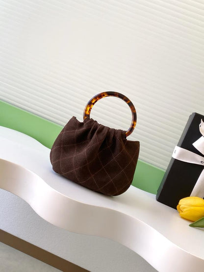 Suede Top Handle Bag