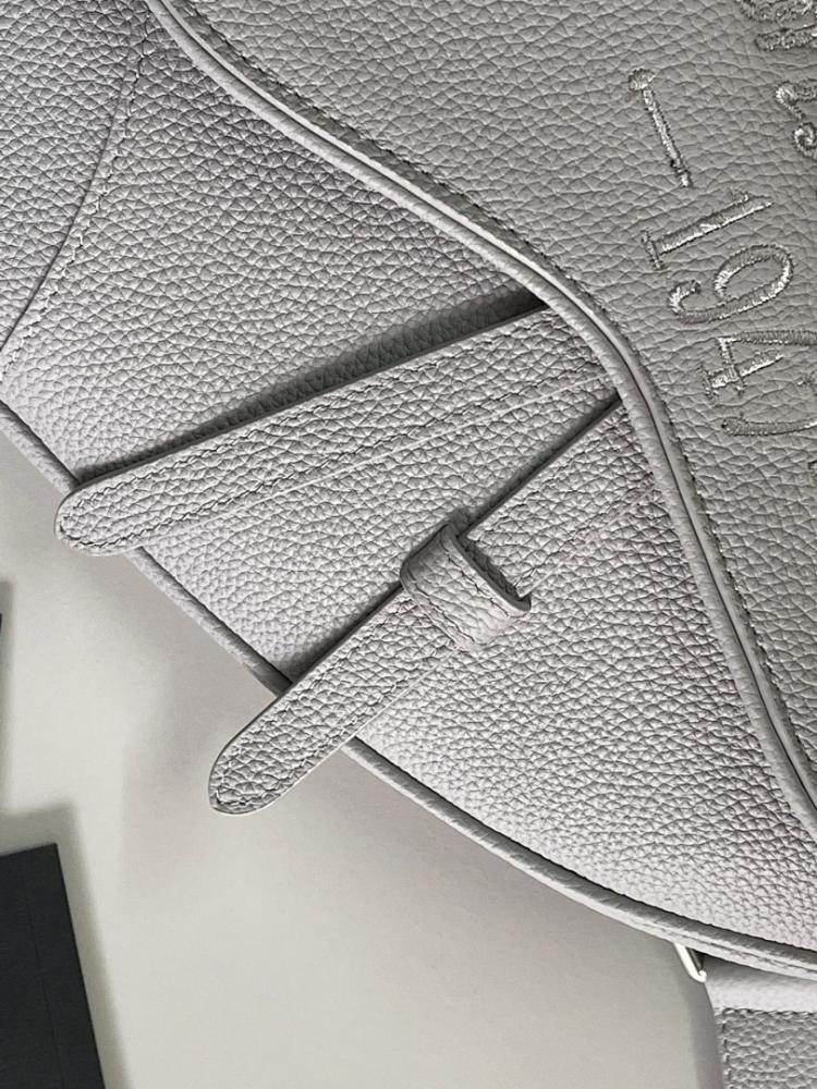 Elegant Stylish Grey Embroidered Calfskin Shoulder Bag