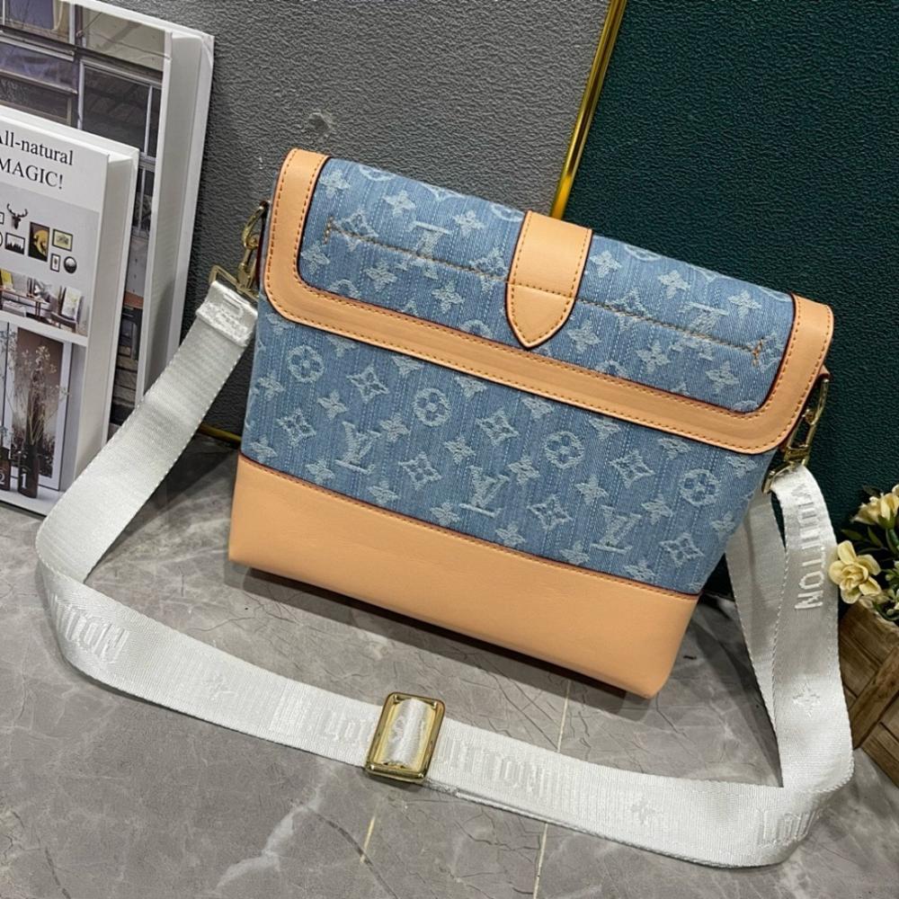 Modern Refined Blue Denim Crossbody Bag