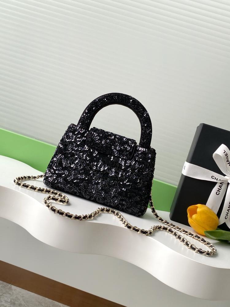 Mini Kelly Shopping Bag with Sequins