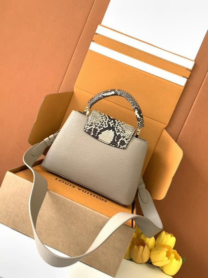 Gold Leather Top Handle Bag