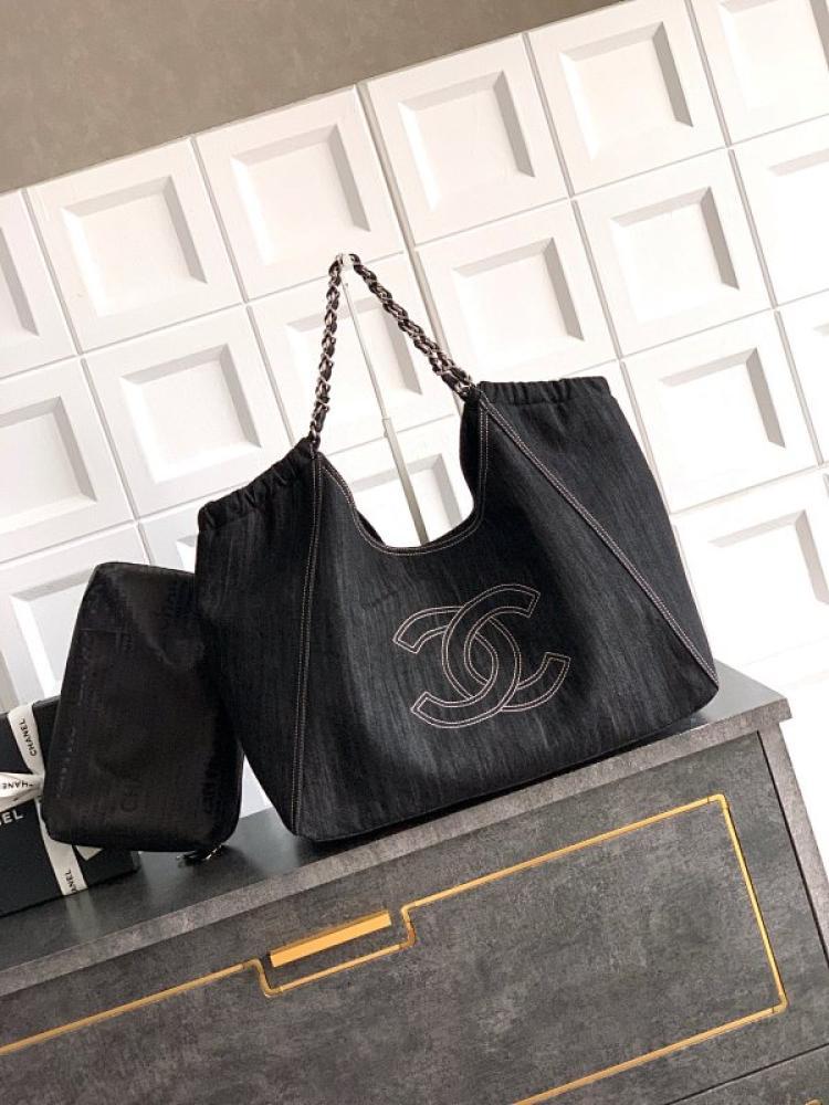 Embroidered Denim Tote Bag