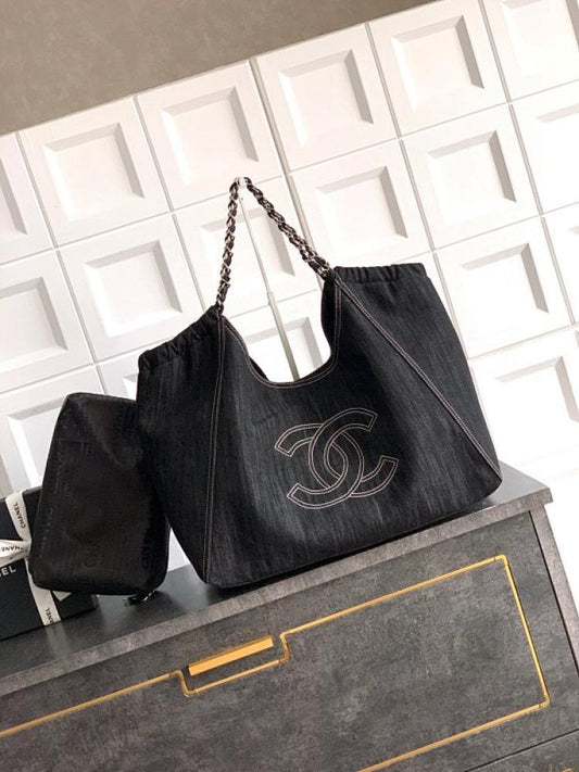 Embroidered Denim Tote Bag