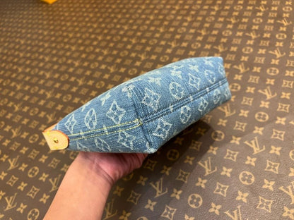 Modern Blue Embroidered Denim Shoulder Bag