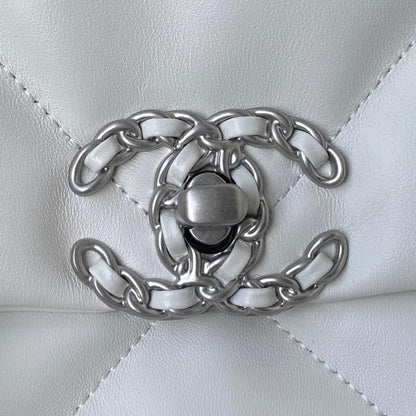 Silver Quilted Top Handle Bag