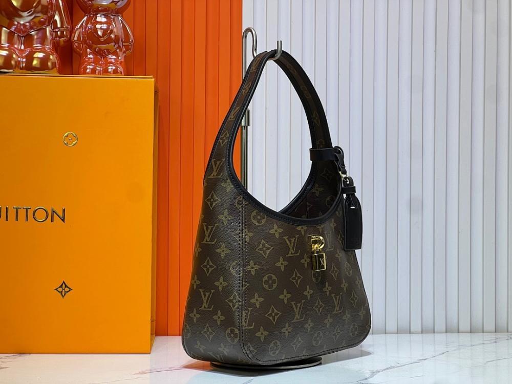 Modern Elegant Monogram Leather Hobo Bag